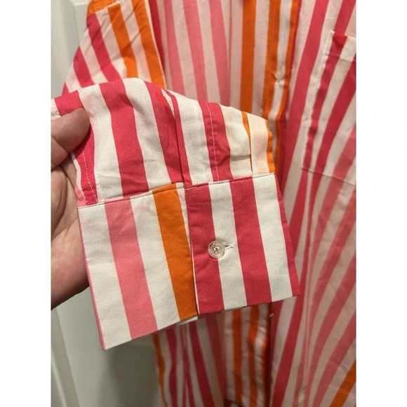 Beach Riot Alexa Coverup Sunset Pink Red Striped Button Front Petite Large - Picture 4 of 6